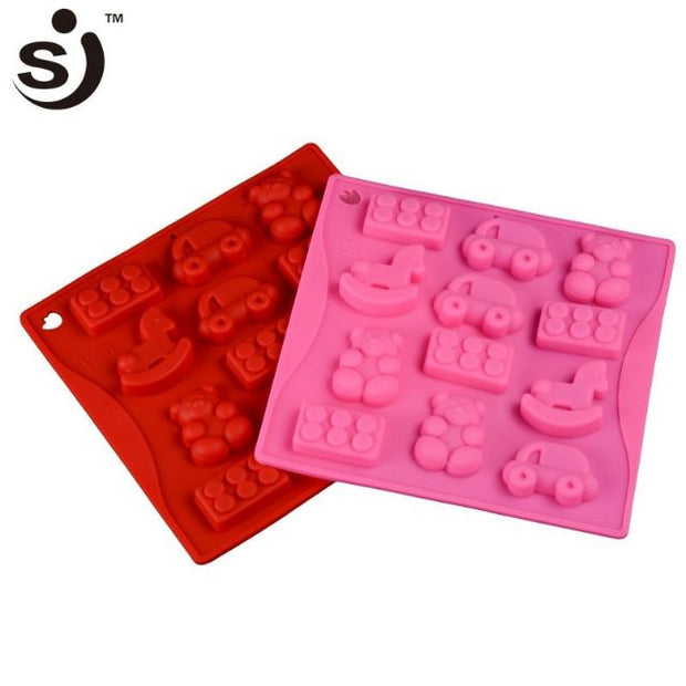 Onhand 16 Cavity Car Bear Lego Silicone Chocolate Mold  Baby