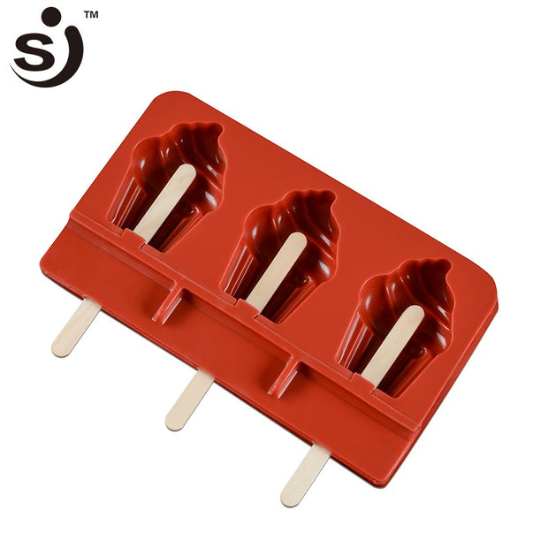 Onhand 3 Cavities Popsicle Molder Silicone Ice Cream Mold