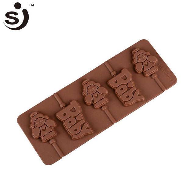 Onhand 5 Cavity Novelty Angel Baby Shape Silicone Lollipop Hard Candy Moulds