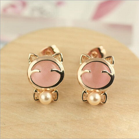 Kitty Bowknot Pearl Earrings