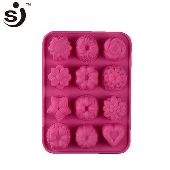 Onhand 12 Cavities Flowers Choco Silicone Mini 3D Cake Molds