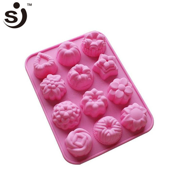 Onhand 12 Cavities Flowers Choco Silicone Mini 3D Cake Molds