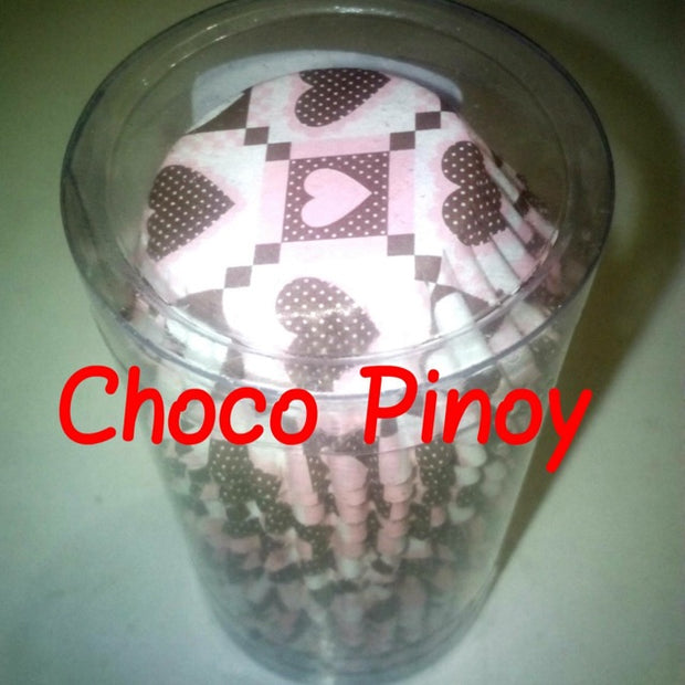 200pcs 1/2oz Pink and Brown Heart Design Liner