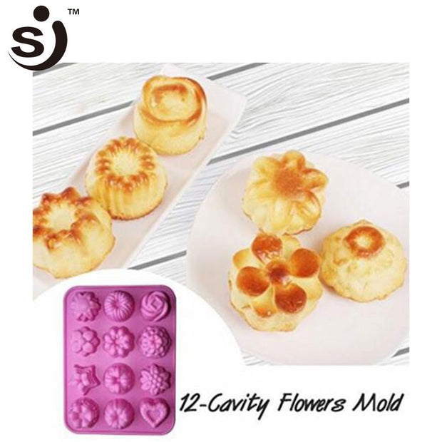 Onhand 12 Cavities Flowers Choco Silicone Mini 3D Cake Molds