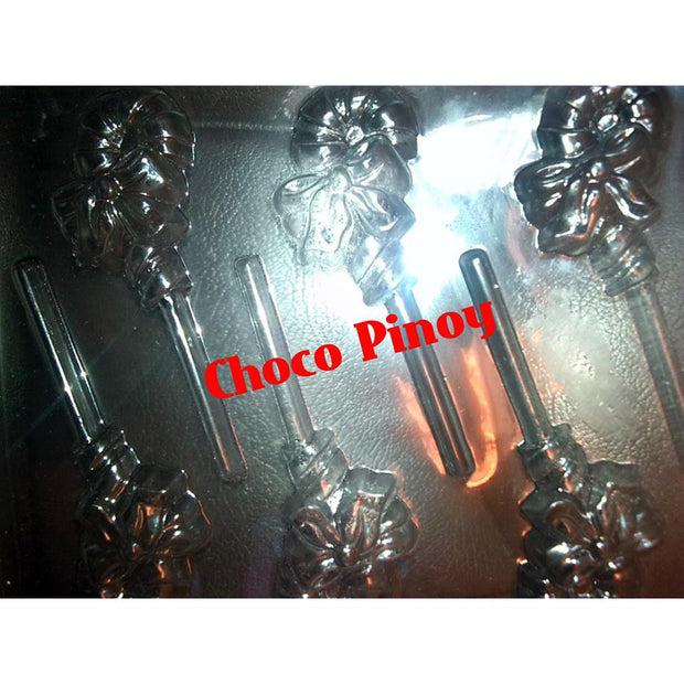 Candy Cane with Riboon Lollipop Chocolate Molder
