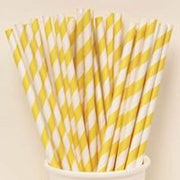 Yellow and White Stripe Paper Straw