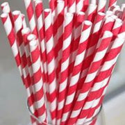 Red and White Stripe Paper Straw