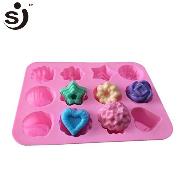 Onhand 12 Cavities Flowers Choco Silicone Mini 3D Cake Molds