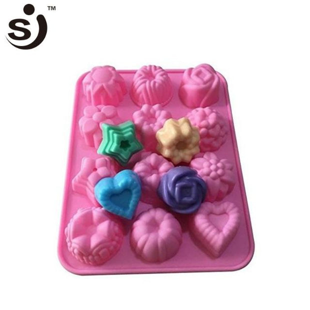Onhand 12 Cavities Flowers Choco Silicone Mini 3D Cake Molds