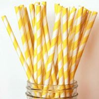 Yellow and White Stripe Paper Straw