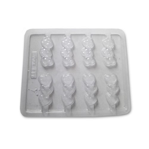 3 Hearts with Design Chocolate Lollipop Molder