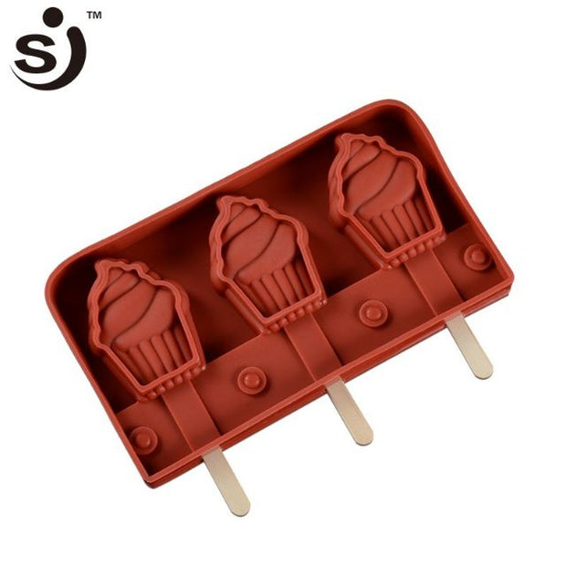 Onhand 3 Cavities Popsicle Molder Silicone Ice Cream Mold