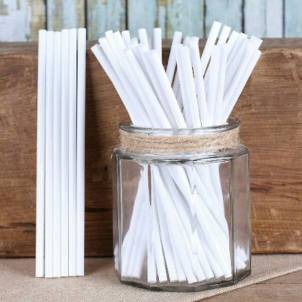 100 pcs White Lollipop Sticks (5.5 inches long)